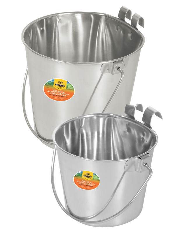 Stainless Steel Flat Buckets with Hook – Seamless & Hygienic – 1 to 13 Quart – Easy Clean & Durable