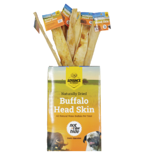 All-Natural Water Buffalo Head Skin | Naturally Dried Full-Size Buffalo Chew | Long-Lasting Dog Treat, Not Rawhide