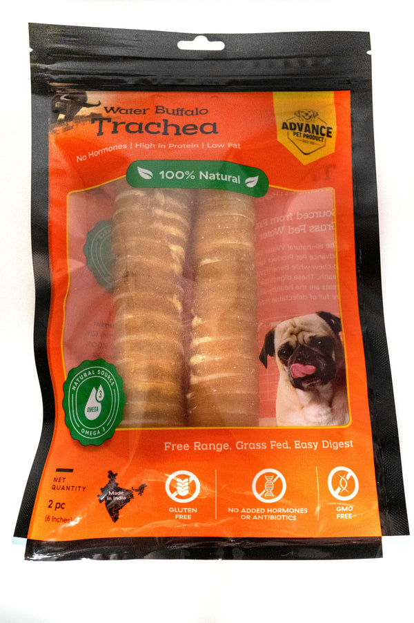 100% Natural Water Buffalo Trachea Dog Treats – High Keratin Chew for Healthy Coat & Skin, Single Ingredient Snack