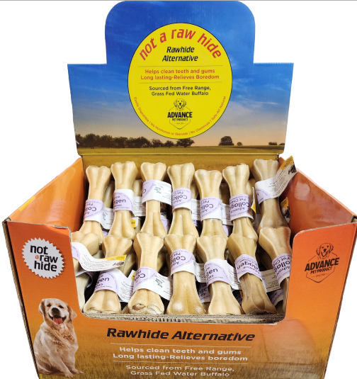 Collagen Bone Dog Chew – Rawhide Alternative | Long-Lasting, Grass-Fed Water Buffalo, Cleans Teeth, Free-Range Sourced