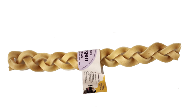 12" Braided Collagen Dog Chew Stick – Natural Water Buffalo, Long-Lasting Pet Treat for Joint Health & Mobility