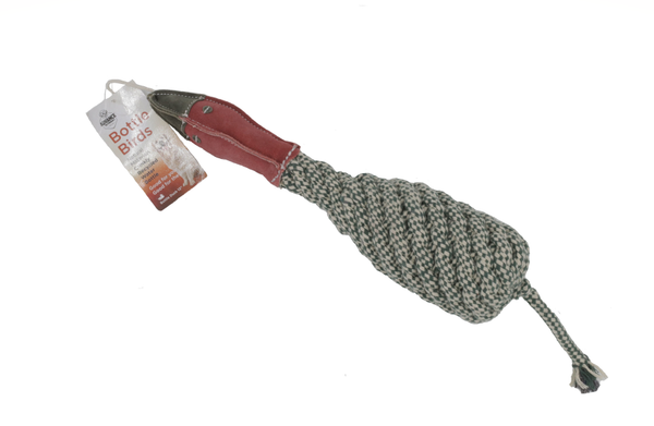 Pheasant Dog Rope Toy – Tug & Throw Crinkle Toy with Squeaker | Durable, Eco-Friendly | Small to XL w/ Handle