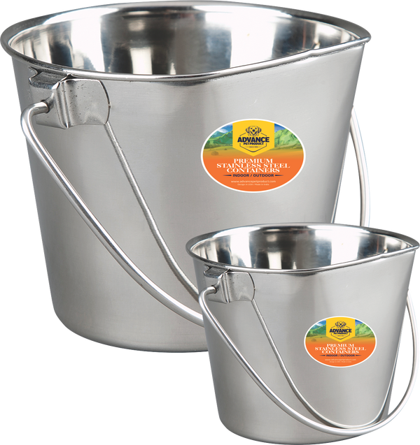 Flat Stainless Steel Bucket – Seamless, Hygienic, Easy-Clean – 1 to 13 Quart – Durable & Rust-Resistant