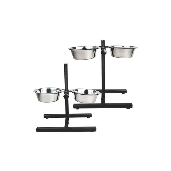 Adjustable H-Shape Double Diner – Raised Pet Feeder for Dogs | Rust-Resistant Steel Bowls | S–XL Sizes Available