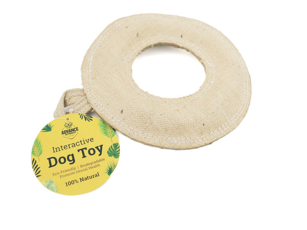 Durable Jute Donut Rope Dog Toy – Tug & Throw Toy for Dogs | Natural Chew Toy for Teeth Cleaning & Play