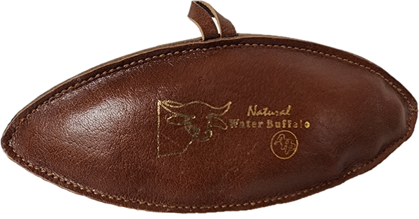 Natural Leather Football Dog Toy – Water Buffalo Leather, Coconut Fiber Filled, Triple-Stitched, Eco-Friendly & Tough