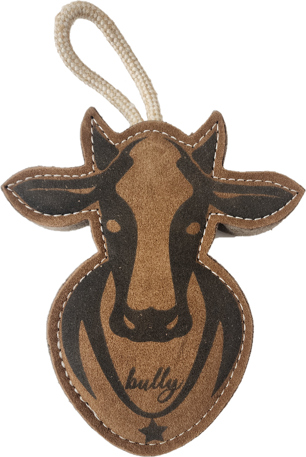 Tuff Toy Bull – Durable Leather & Wool Dog Toy for Chewers, Tug-of-War, Eco-Friendly, Safe & Hand-Stitched