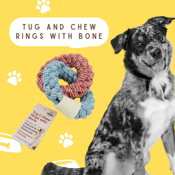 Pet Tug and Chew Toy Rings with Bone All-natural dog toy Pet-Safe Environmentally-friendly