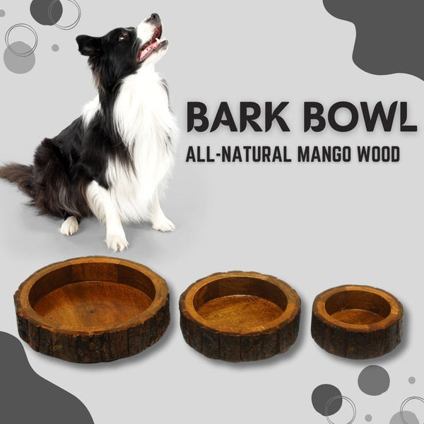 All-Natural Mango Wood Bark Water and Food Bowl Non-BPA Coating